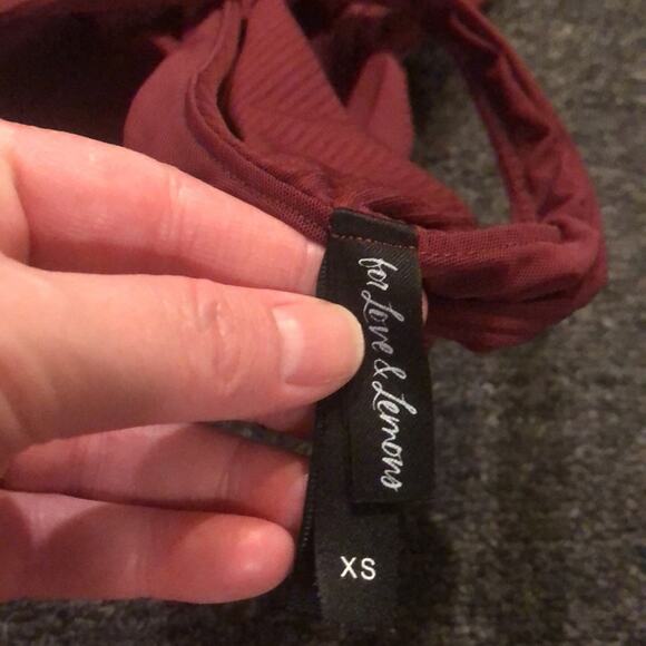 For Love & Lemons Brand Women's XS Maroon Rib Keyhole Thong One Piece Swimsuit - Picture 3 of 6